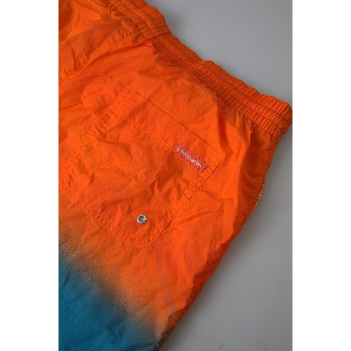 Dolce & Gabbana Orange Blue Gradient Beachwear Swimwear Shorts