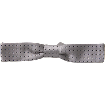 Dolce & Gabbana Gray Dotted Silk Adjustable Men Neck Papillon Bow Tie