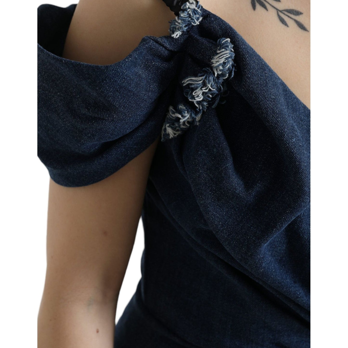 Dolce & Gabbana Blue Patchwork Two Tone Denim Mini Dress DR281102