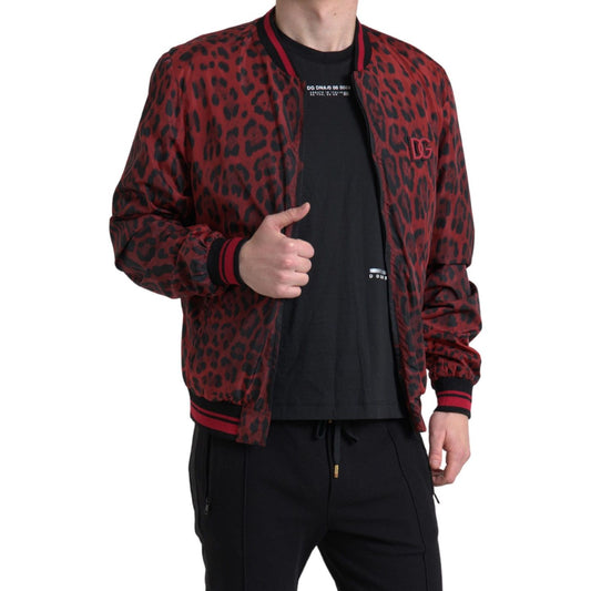 Dolce & Gabbana Red Leopard Bomber Short Coat Jacket JKT3713-50