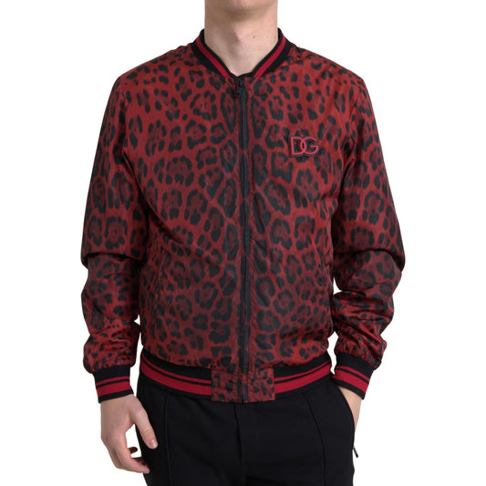 Dolce & Gabbana Red Leopard Bomber Short Coat Jacket JKT3713-50