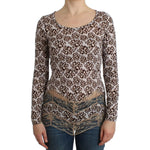 Cavalli Elegant Floral Lace Longsleeve Top Cavalli Dark Slate Gray