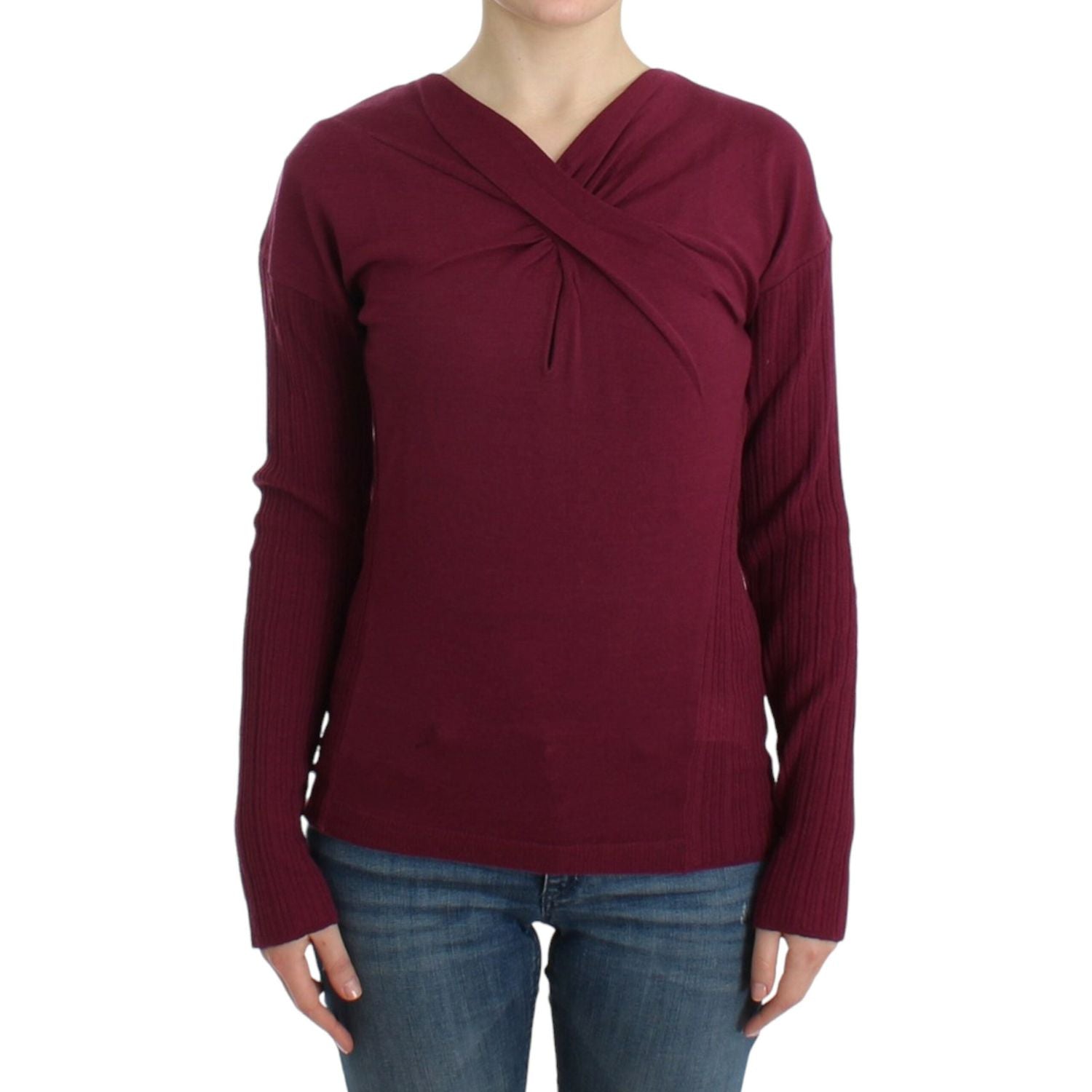 优雅紫色锁孔羊毛毛衣