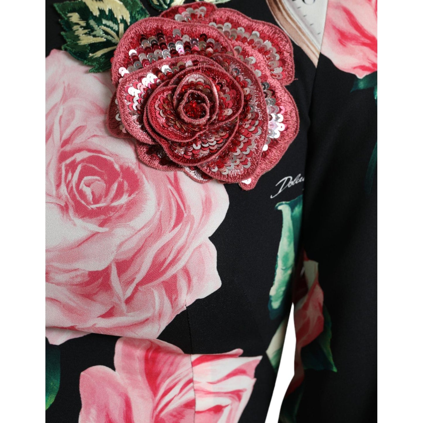 Dolce & Gabbana Black Floral Embellished Lace A-line Dress