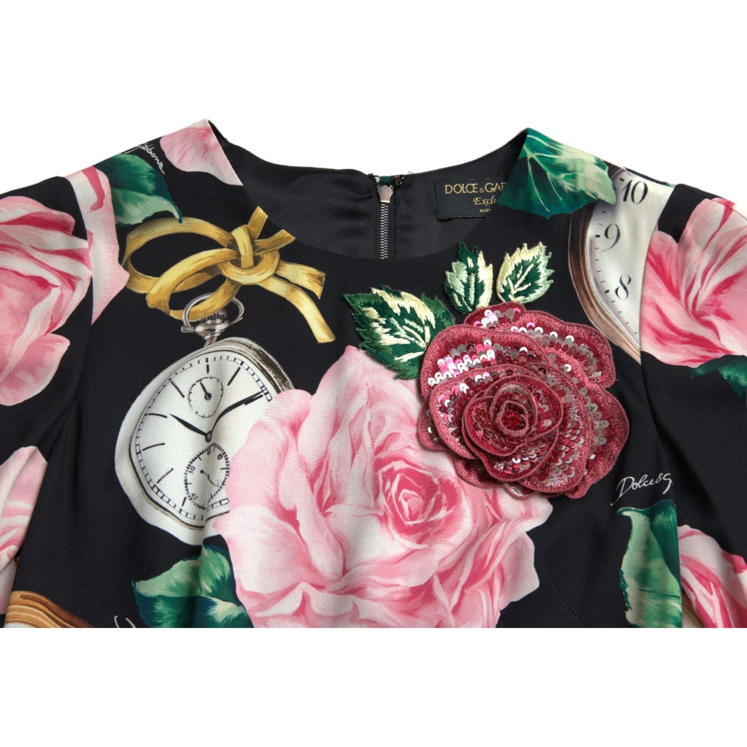 迷人的亮片花卉 A 字形连衣裙