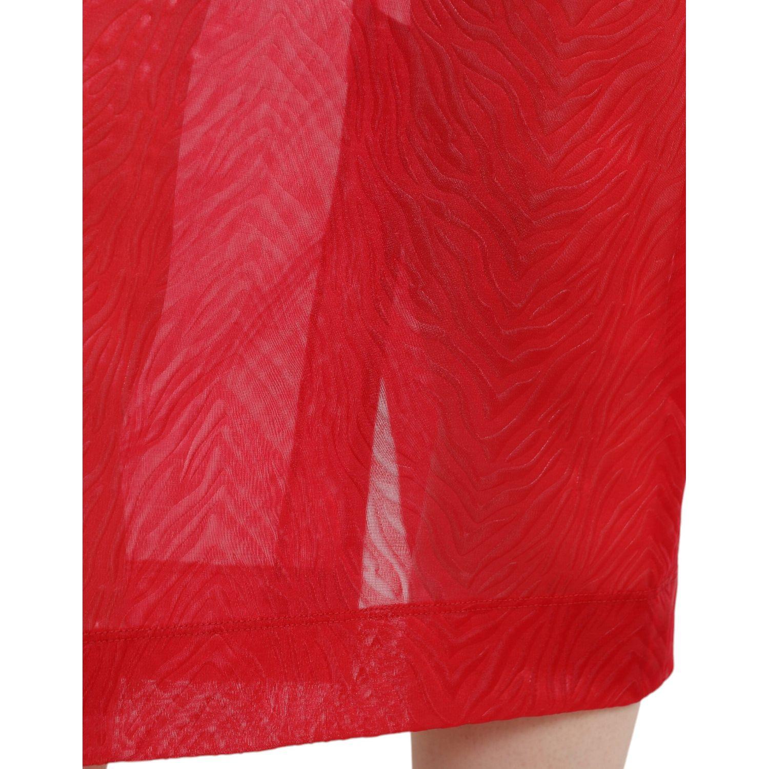 Dolce & Gabbana Red Sheer High Waist Pencil Cut Midi Skirt