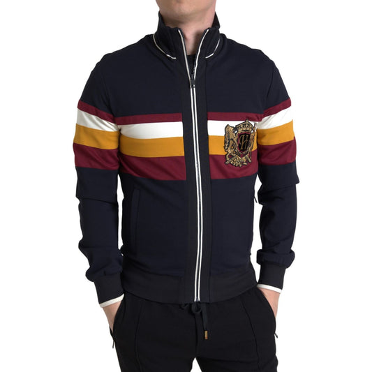 Dolce & Gabbana Blue Cardigan Heraldic Full Zip Sweater TSH84206-42