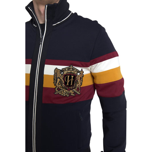 Dolce & Gabbana Blue Cardigan Heraldic Full Zip Sweater TSH84206-42