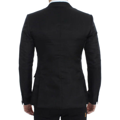 Dolce & Gabbana Black silk slim fit blazer
