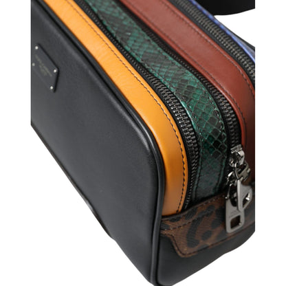 Dolce & Gabbana Black Exotic Leather Logo Belt Waist Fanny Pack Bag