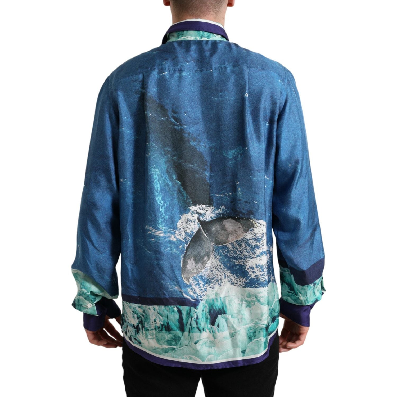 优雅海洋印花真丝衬衫