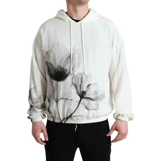 Dolce & Gabbana White Floral Print Hooded Pullover Sweater TSH84740-48