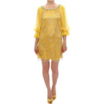 Dolce & Gabbana Yellow lace crystal mini dress GSS10005-2