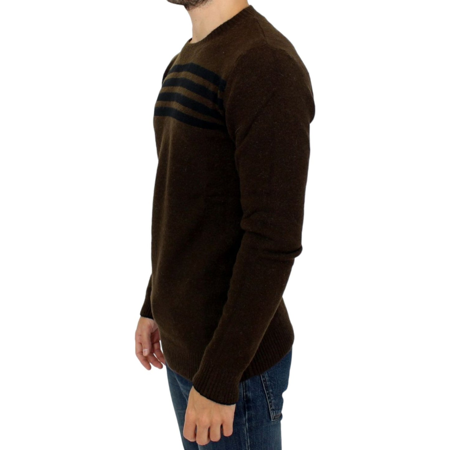 Costume National Brown striped crewneck sweater