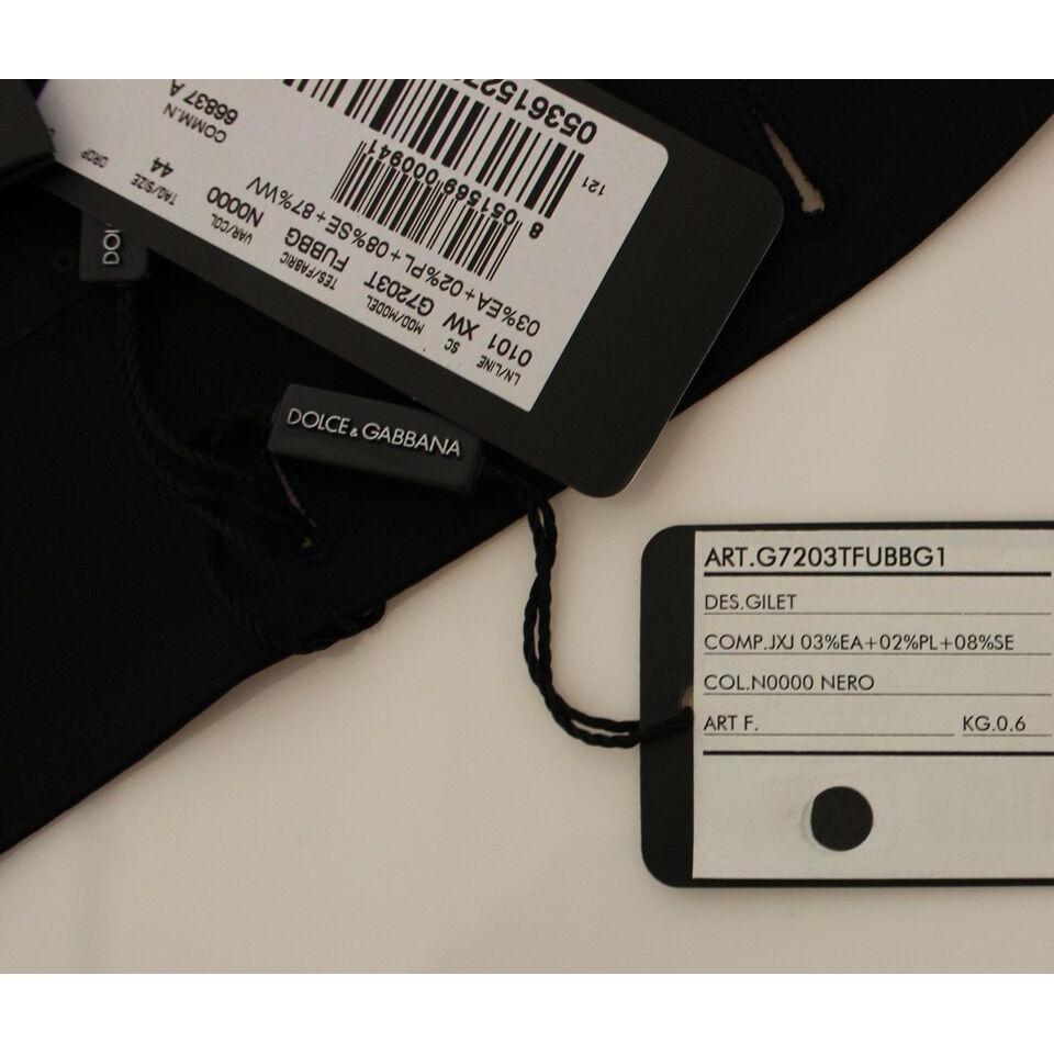 سترة أنيقة من الحرير والصوف باللون الأسود من دولتشي آند غابانا