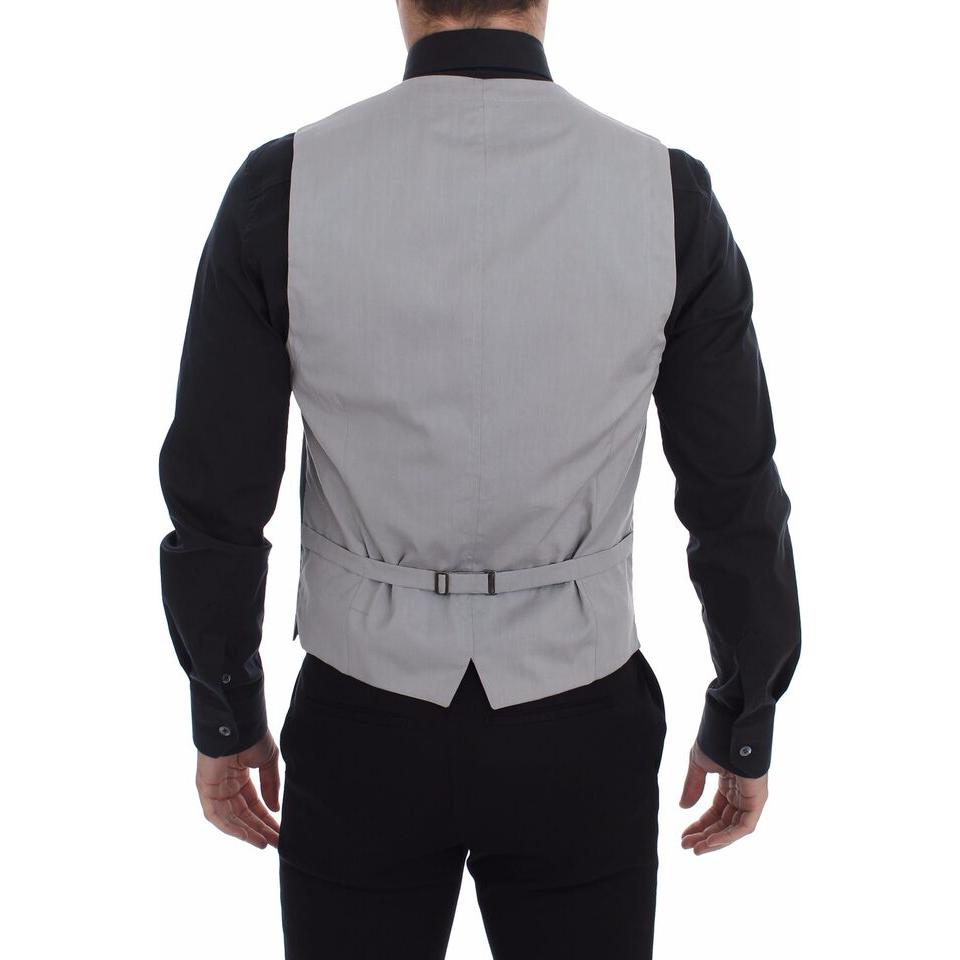 Dolce & Gabbana Gray Cotton Slim Fit Button Front Dress Vest GSS10422-1