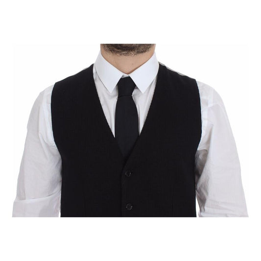 Dolce & Gabbana Black Cotton Dress Vest Blazer Jacket VES10086-1