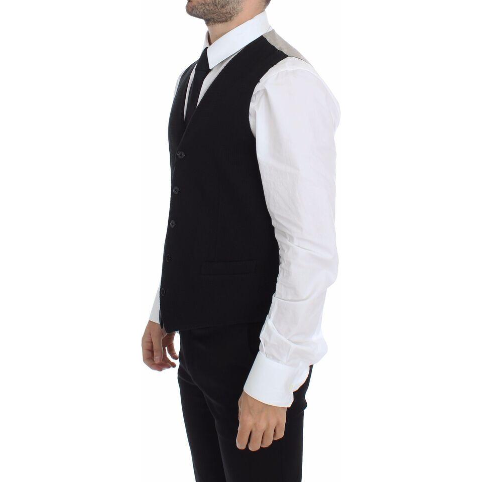 Dolce & Gabbana Black Cotton Dress Vest Blazer Jacket VES10086-1