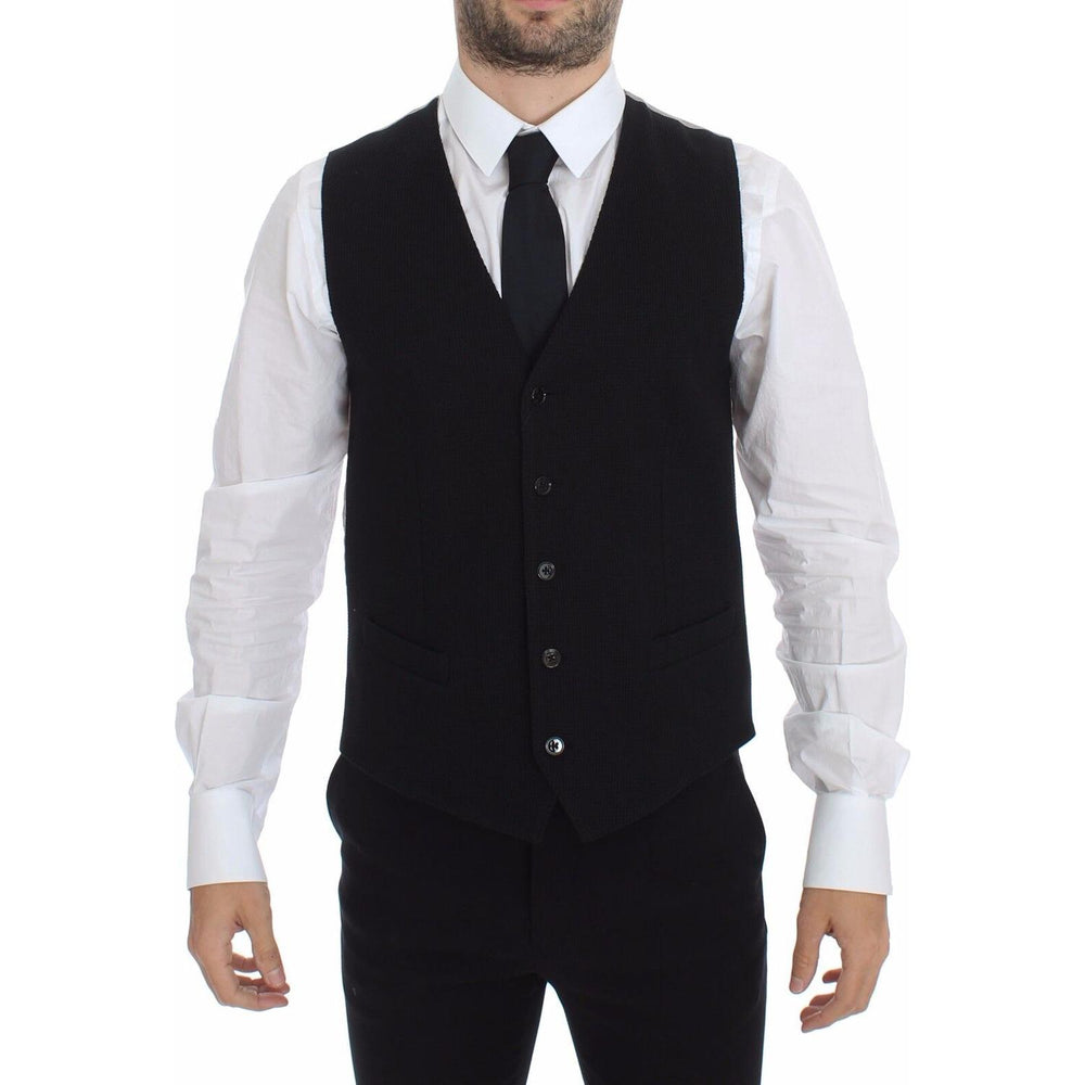 Dolce & Gabbana Black Cotton Dress Vest Blazer Jacket VES10086-1