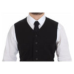 Dolce & Gabbana Black Flax Cotton Dress Vest Blazer VES10069-4