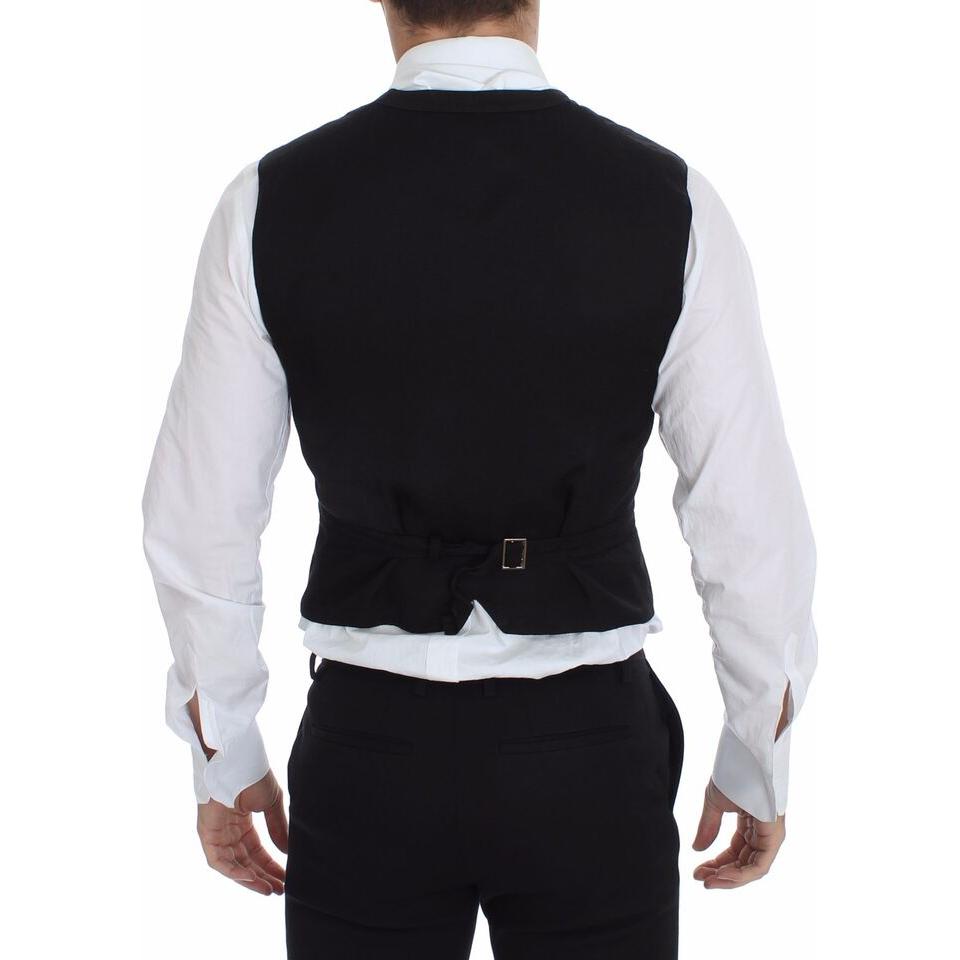 Dolce & Gabbana Black Flax Cotton Dress Vest Blazer VES10069-4