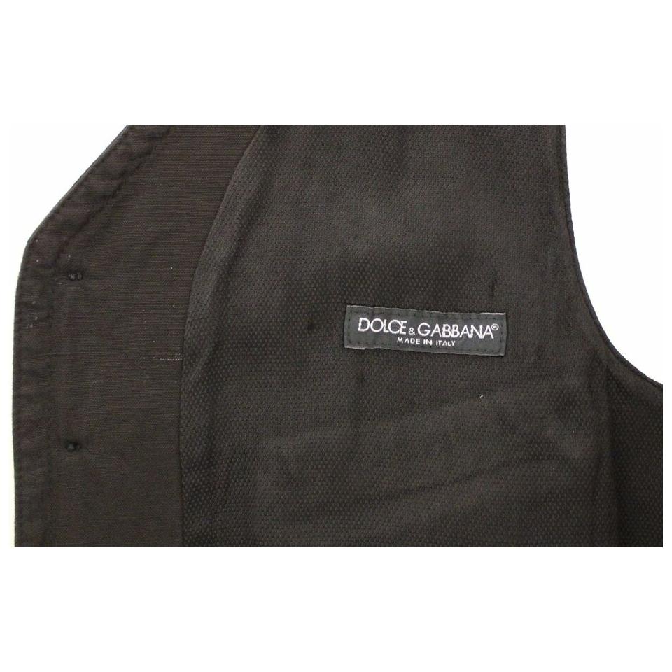 Dolce & Gabbana Black Flax Cotton Dress Vest Blazer VES10069-4