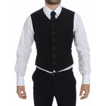 Dolce & Gabbana Black Flax Cotton Dress Vest Blazer VES10069-4