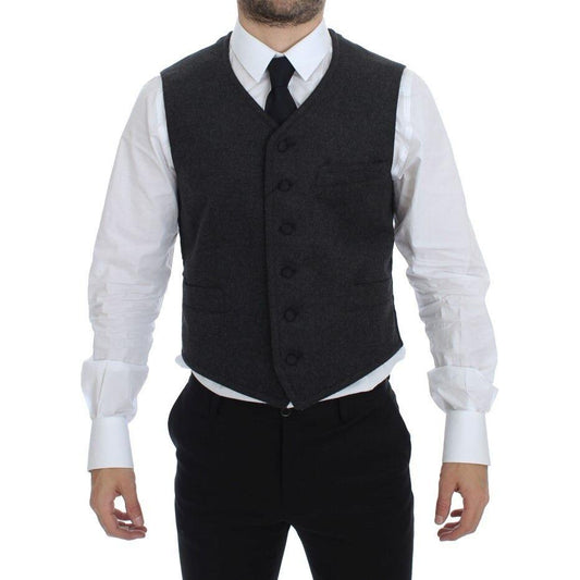 Dolce & Gabbana Gray Wool Blend Logo Vest Gilet Weste GSS12043-1