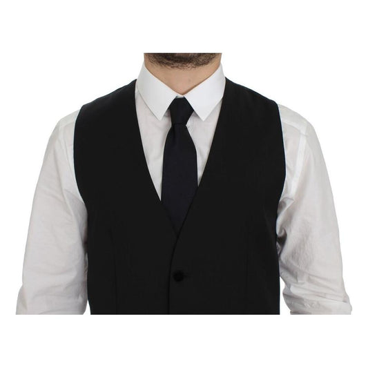 Dolce & Gabbana Black Wool Formal Dress Vest Gilet Weste GSS12055-1