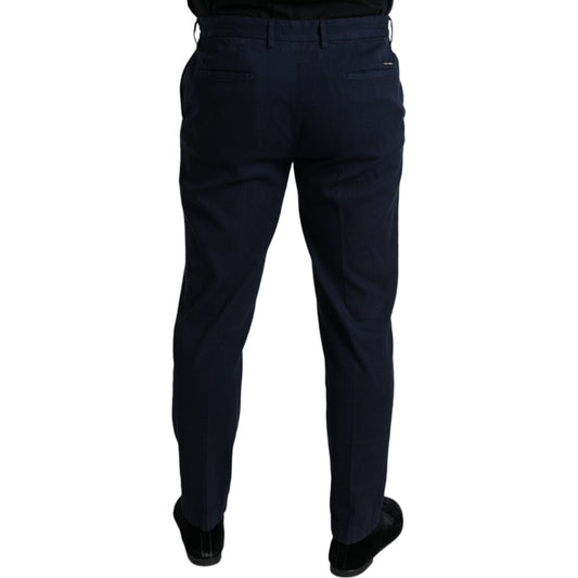 Dolce & Gabbana Dark Blue Cotton Stretch Slim Fit Dress Pants PAN74931-50