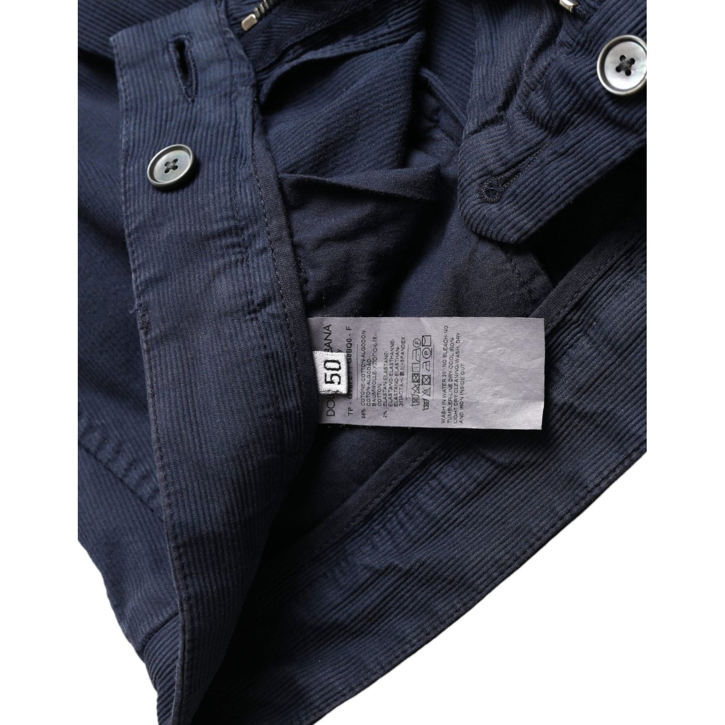 Dolce & Gabbana Dark Blue Cotton Stretch Slim Fit Dress Pants PAN74931-50