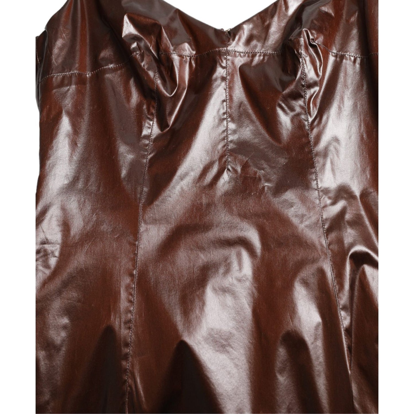 Dolce & Gabbana Brown Shiny Silk Sheath Sleeveless Bodycon Midi Dress DR281012-40