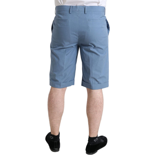 Dolce & Gabbana Sky Blue Cotton Folded Hem Men Bermuda Shorts PAN74890-46