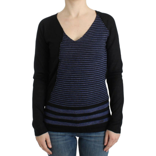 Costume National Black striped V-neck sweater SIG12050-2