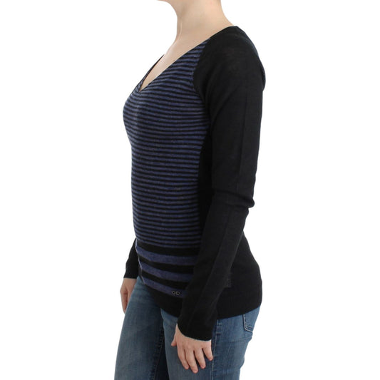 Costume National Black striped V-neck sweater SIG12050-2