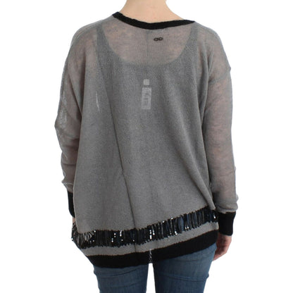 Costume National Gray embellished asymmetric sweater