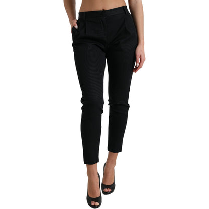 Dolce & Gabbana Black Mid Waist Skinny Cropped Pants