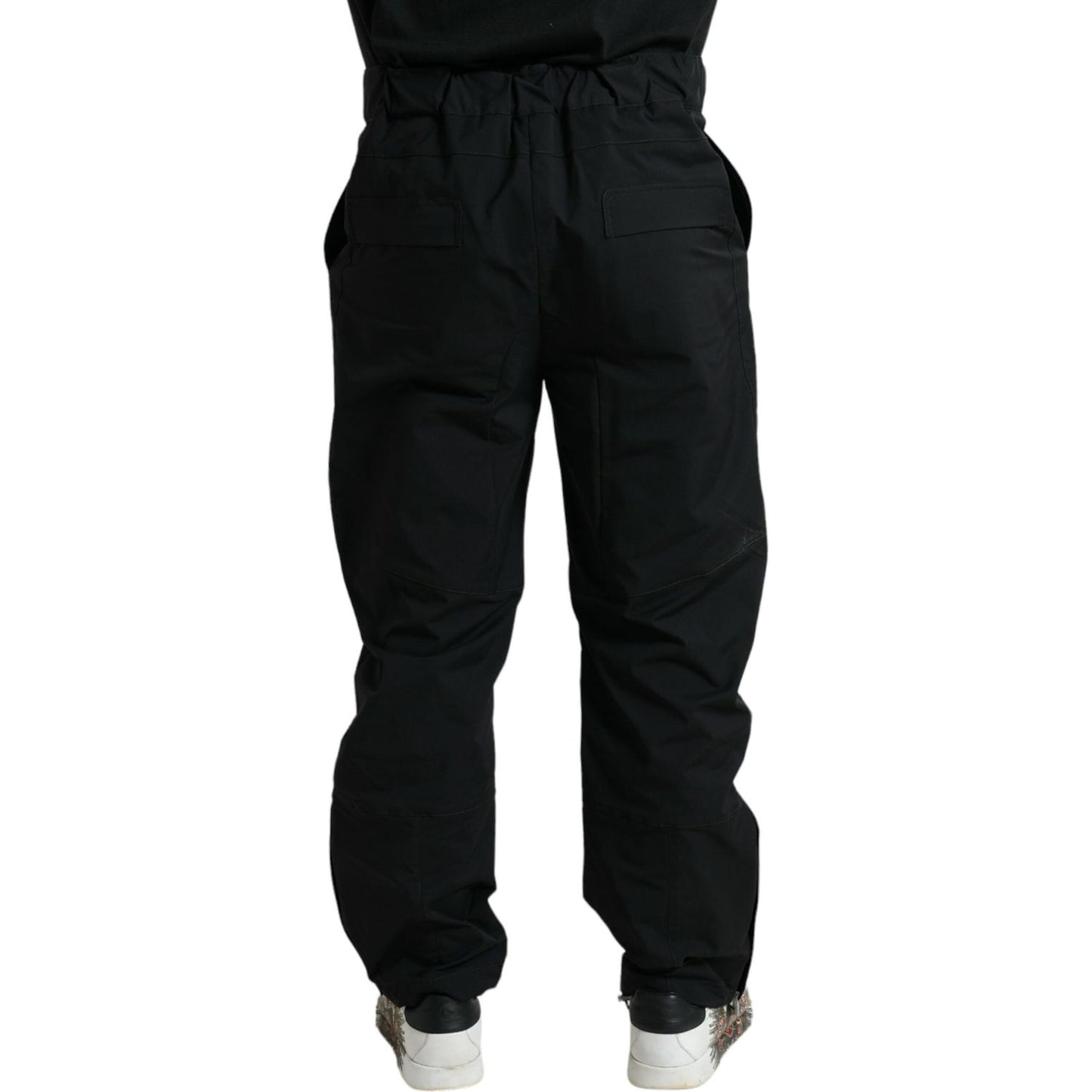Dolce & Gabbana Black Polyester Logo Straight Pants