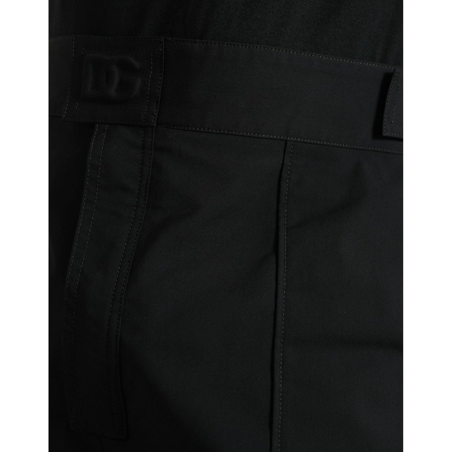 Dolce & Gabbana Black Polyester Logo Straight Pants
