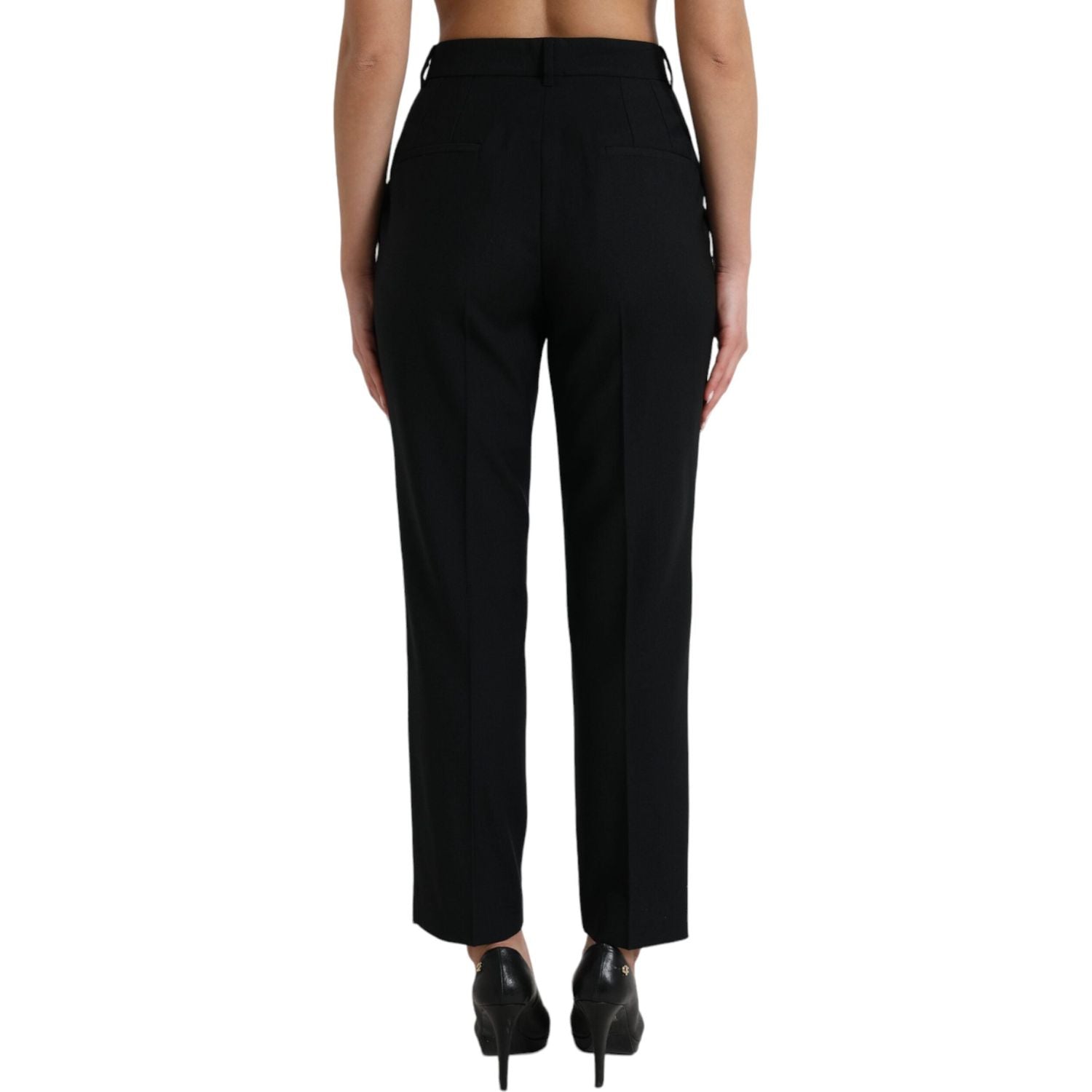 Dolce & Gabbana Black Wool High Waist Straight Pants