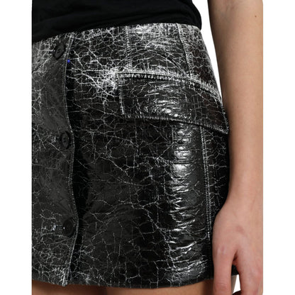 Dolce & Gabbana Black Cotton Blend High Waist Mini Skirt