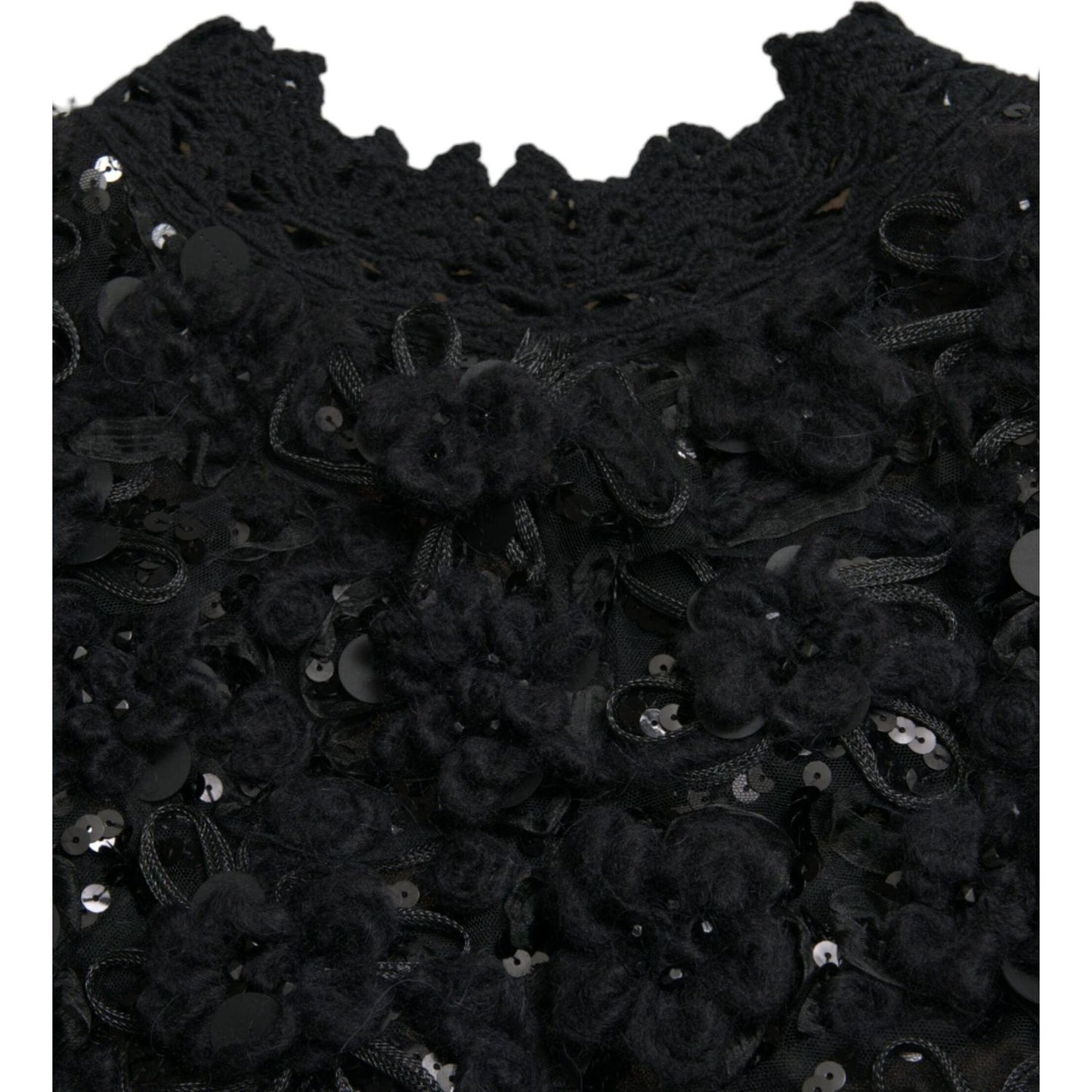 Dolce & Gabbana Black Sequined Embellished Pullover Sweater