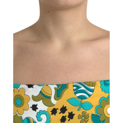 Dolce & Gabbana Multicolor Floral Sleeveless Cropped Top