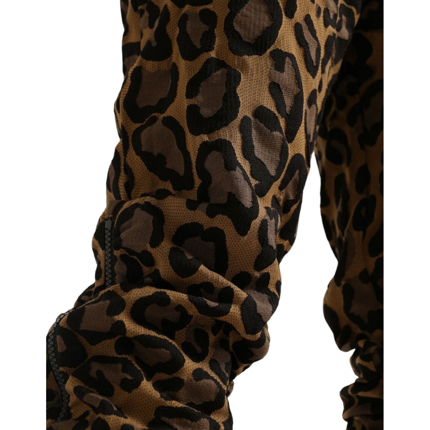 Dolce & Gabbana Brown Leopard Jacquard Jogger Pants PAN75042-50