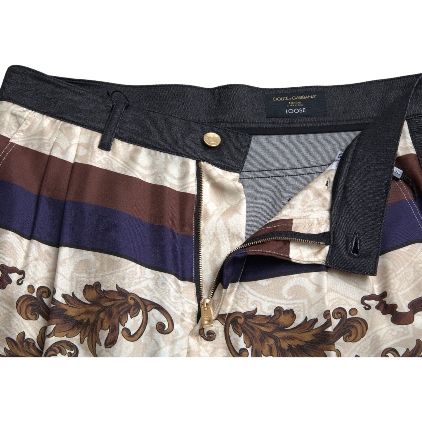 Dolce & Gabbana Multicolor Heraldic Skinny Men Pants