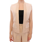 Zeyneptosun Exclusive Beige Brocade Sleeveless Vest Coats & Jackets Zeyneptosun Tan