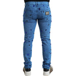 Dolce & Gabbana Blue Crystal Embellished Skinny Denim Jeans PAN75028-50