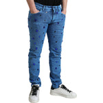 Dolce & Gabbana Blue Crystal Embellished Skinny Denim Jeans PAN75028-50