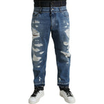Dolce & Gabbana Blue Tattered Cotton Men Denim Jeans PAN75043-48