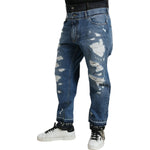 Dolce & Gabbana Blue Tattered Cotton Men Denim Jeans PAN75043-48